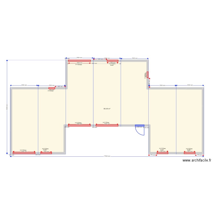 105 1 sv. Plan de 1 pièce et 97 m2