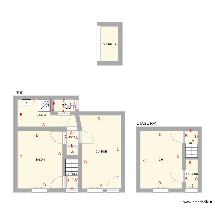 MONNERIE 2. Plan de 11 pièces et 47 m2