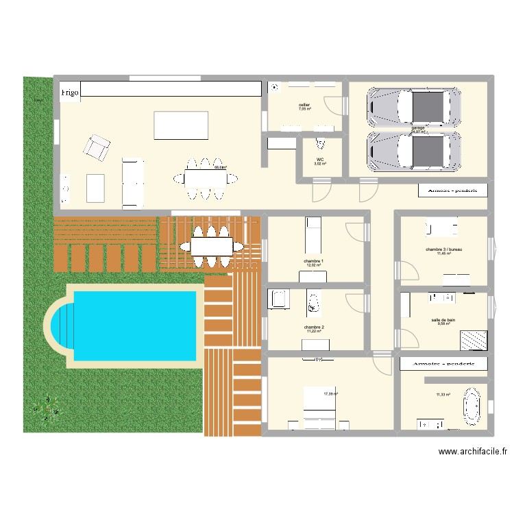 Maison. Plan de 10 pièces et 177 m2