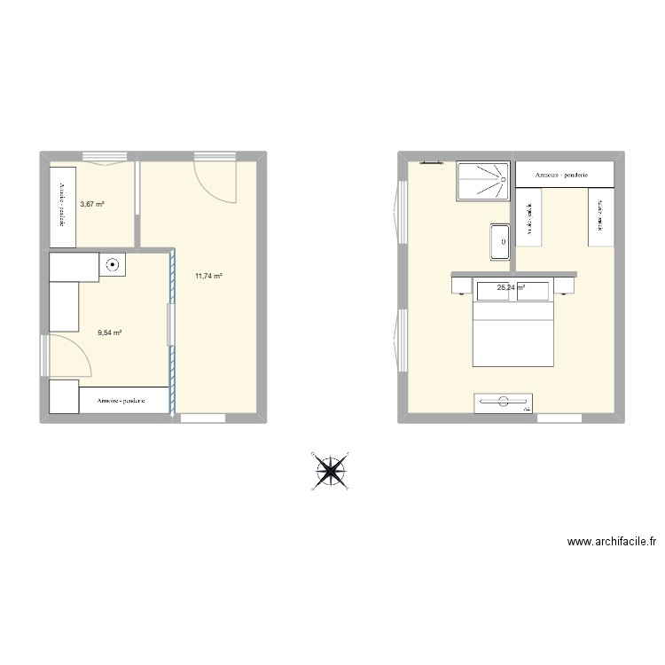 250428 - Extension. Plan de 4 pièces et 50 m2