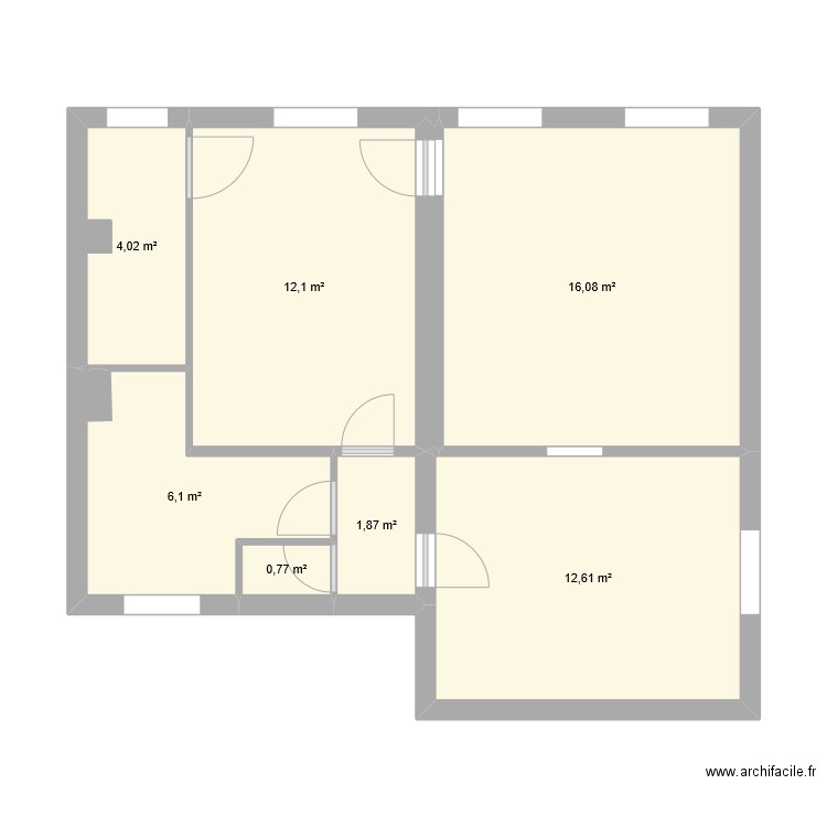 ROCROY. Plan de 7 pièces et 54 m2