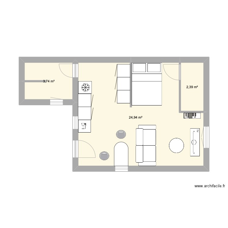 Studio Maison cour. Plan de 0 pièce et 0 m2