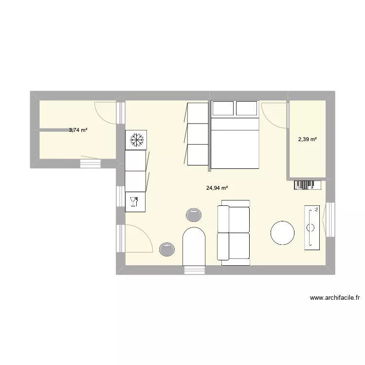 Studio Maison cour. Plan de 