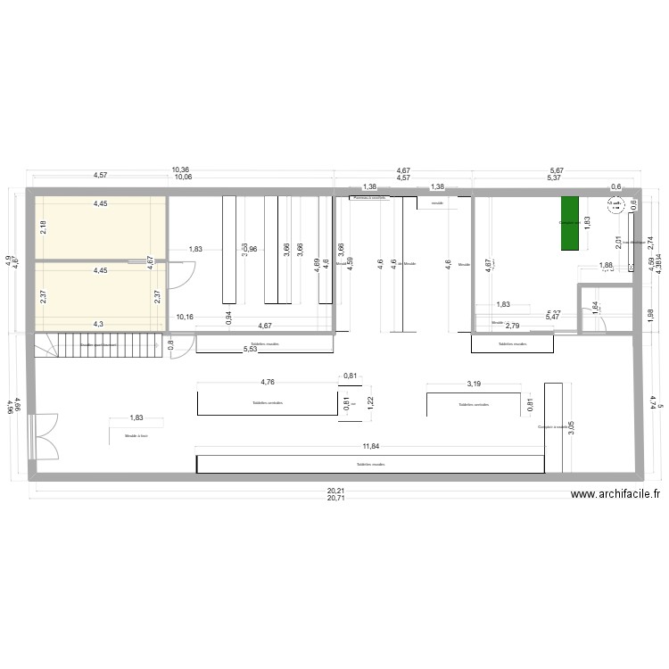 Ailes 3. Plan de 2 pièces et 20 m2