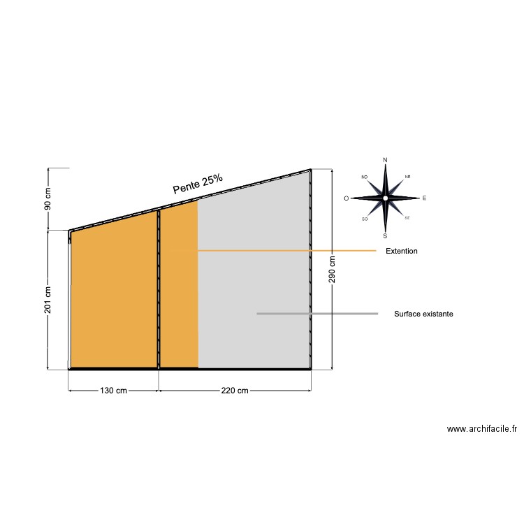  DP3 garage vue coté face sud apres projet. Plan de 1 pièce et 8 m2