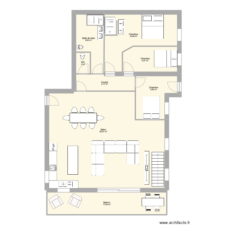 Garage. Plan de 8 pièces et 141 m2