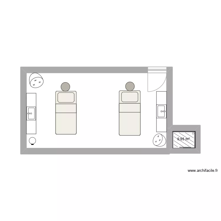cabine duo Duez. Plan de 1 Pièce et 1 m² cabine duo Duez. Plan de 1 Pièce et 1 m²