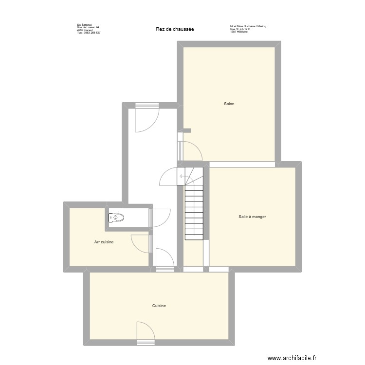 Duchaine / Maricq rdc. Plan de 5 pièces et 68 m2