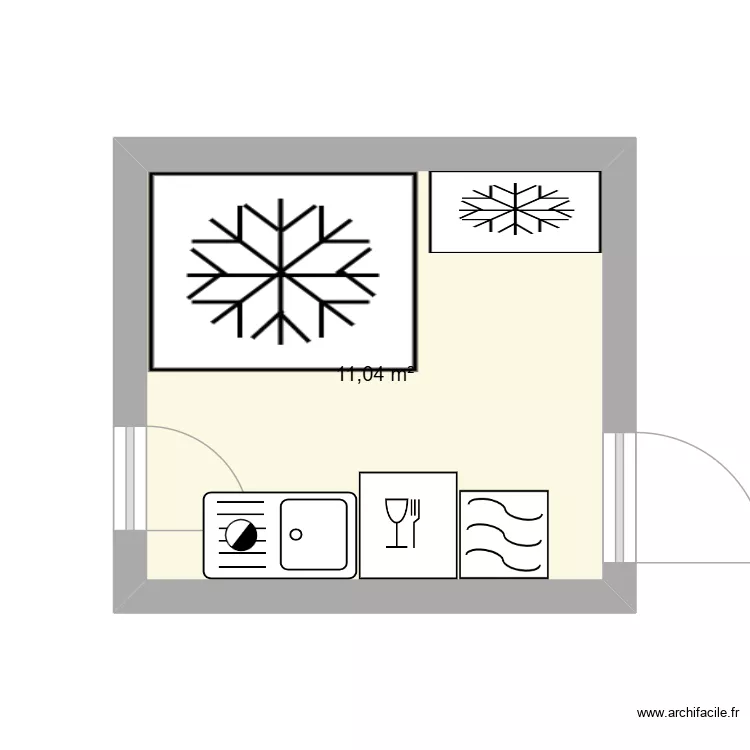 ETANG DES 3 FONTAINES 2. Plan de 1  et 11 m²