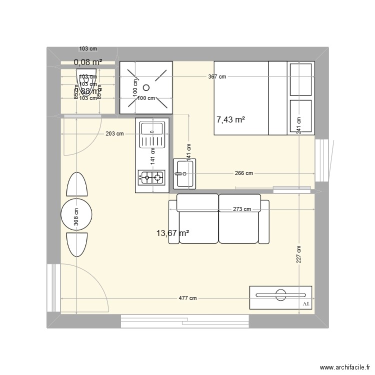 bertucci. Plan de 4 pièces et 22 m2