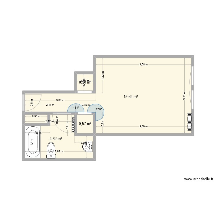 StudioAdele. Plan de 4 pièces et 21 m2