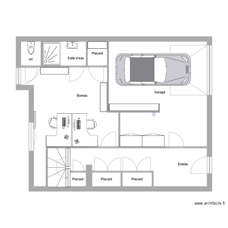 Maison niv 0. Plan de 10 pièces et 73 m2