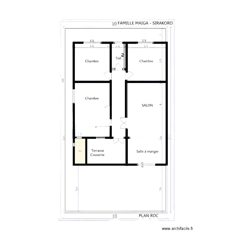 MAIGA. Plan de 1 pièce et 10 m2