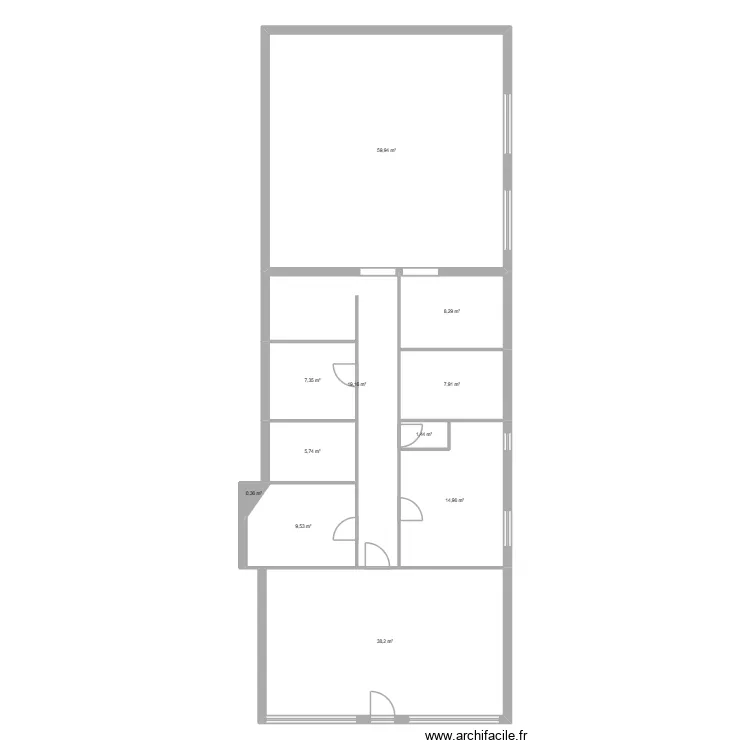 boulangerie. Plan de 11  et 173 m²