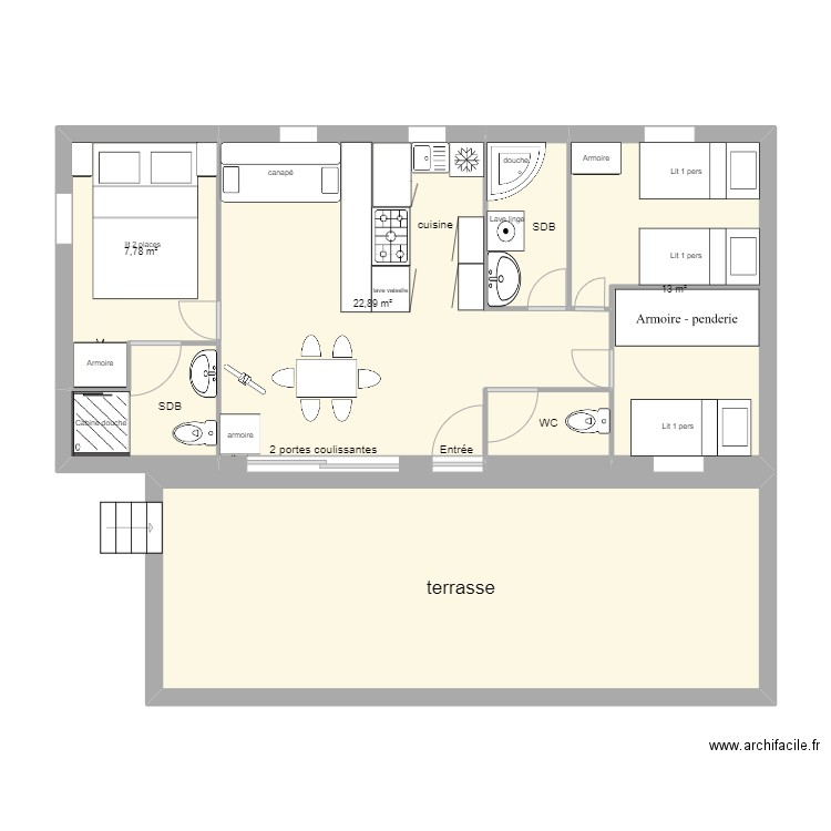 mobil home . Plan de 0 pièce et 0 m2