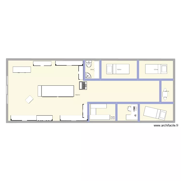 Magasin Yves Rocher. Plan de 5 pièces et 192 m²