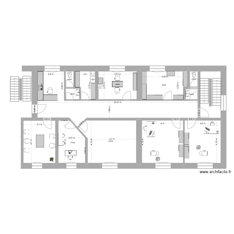 cabinet Sevestre. Plan de 12 pièces et 138 m2