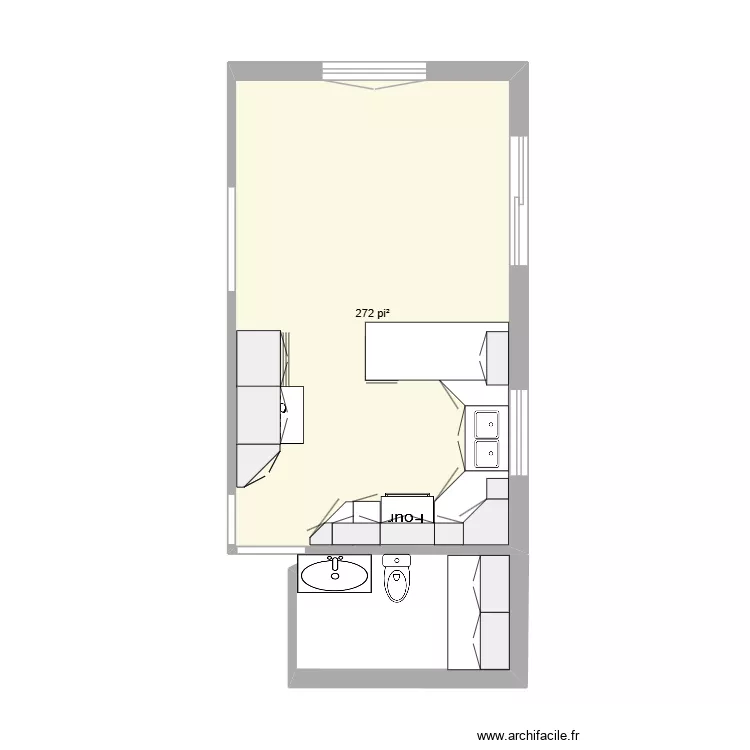 Cuisine. Plan de 1  et 25 m²