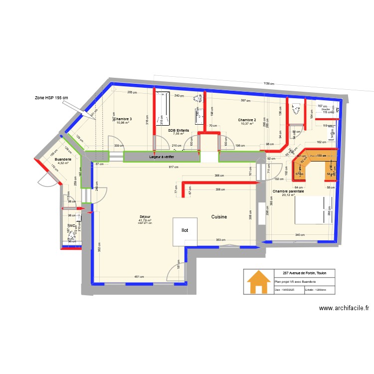 257 Forbin Projet V5 avec CH Parentale. Plan de 9 pièces et 98 m2