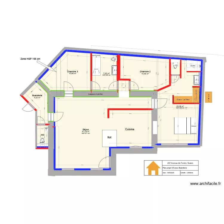 257 Forbin Projet V5 avec CH Parentale. Plan de 8  et 98 m²