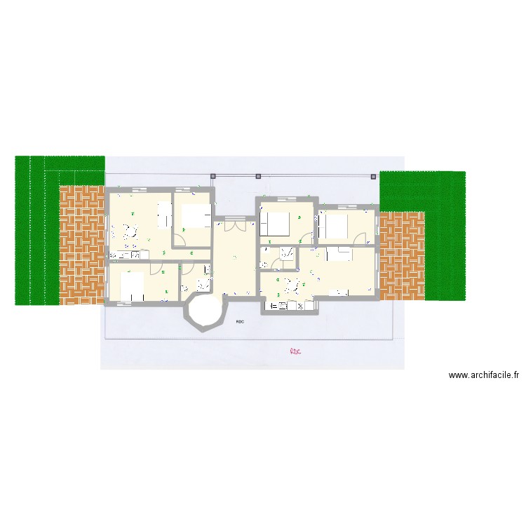 projet 2 T3 RDC. Plan de 5 pièces et 115 m2