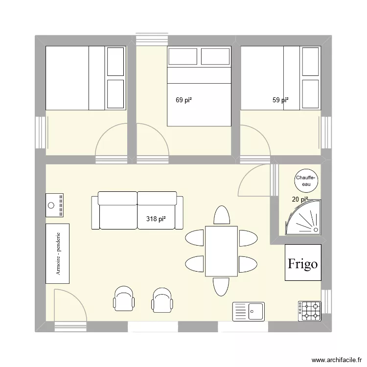 Chalet 1. Plan de 4 et 43 m² Chalet 1. Plan de 4 et 43 m²