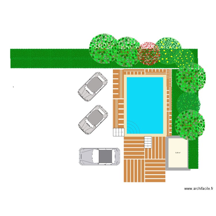 piscine. Plan de 1 pièce et 6 m2