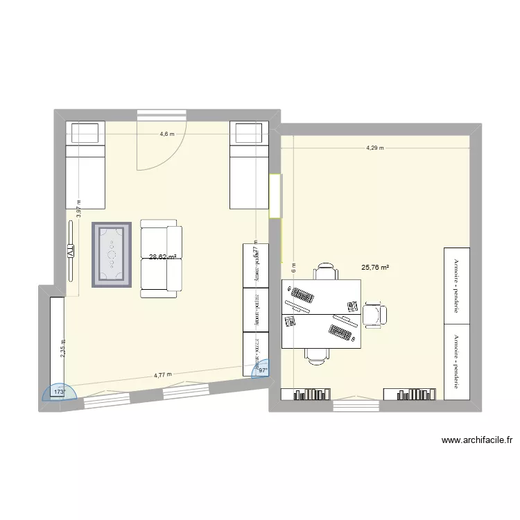 chambre gar&ccedil;on. Plan de 