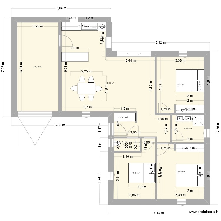 AVP 1 SC. Plan de 7 pièces et 103 m2
