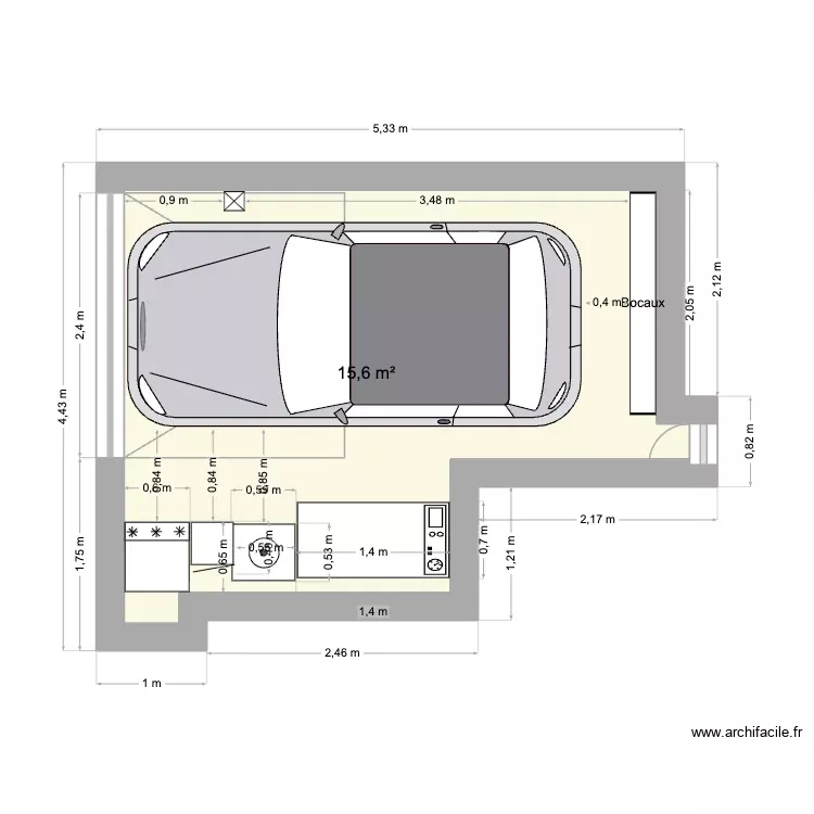 Garage. Plan de 1 Pièce et 16 m² Garage. Plan de 1 Pièce et 16 m²