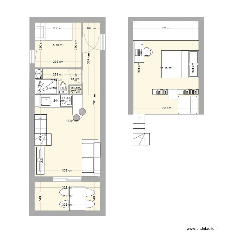 eden roc old. Plan de 6 pièces et 46 m2