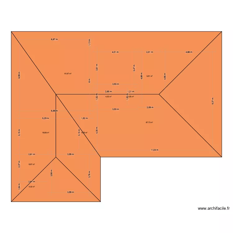 maison olivier. Plan de 9  et 198 m²