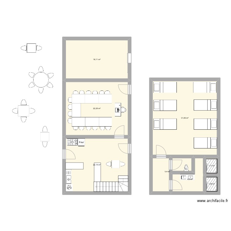 Dépendance 2. Plan de 8 pièces et 105 m2
