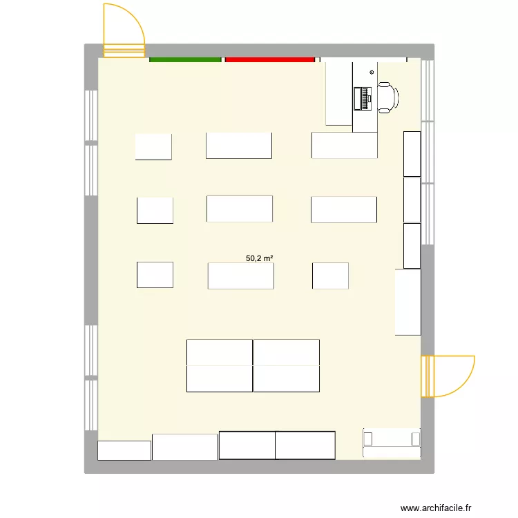 Plan de classe. Plan de 1  et 50 m²