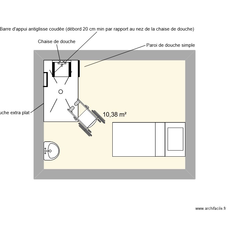 SDB essai 3. Plan de 1 pièce et 10 m2
