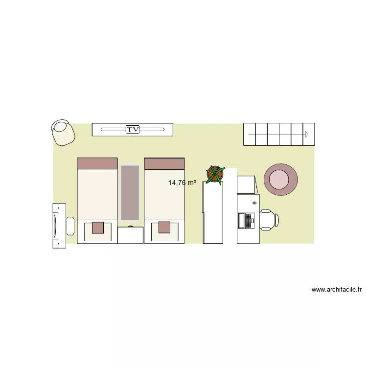 chambre anglais 6a. Plan de 1  et 15 m²
