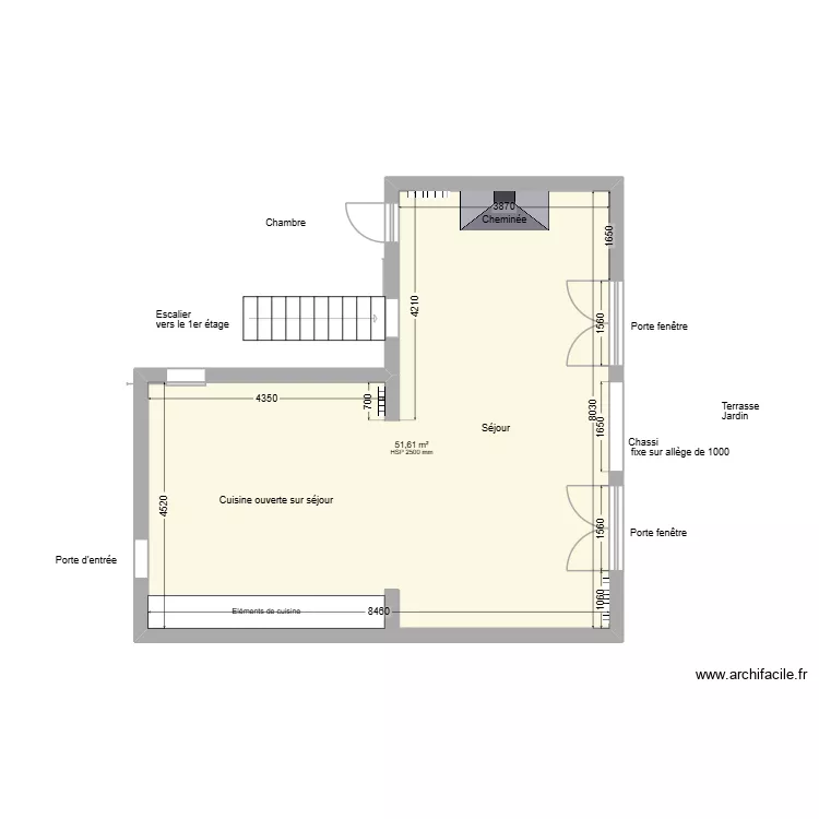 R&eacute;becca. Plan de 1  et 52 m²