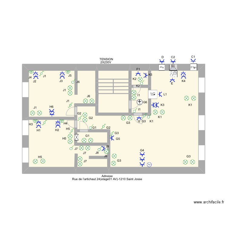 ET 1 FATA. Plan de 16 pièces et 24 m2
