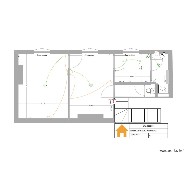 Agathe. Plan de 2 pièces et 23 m2