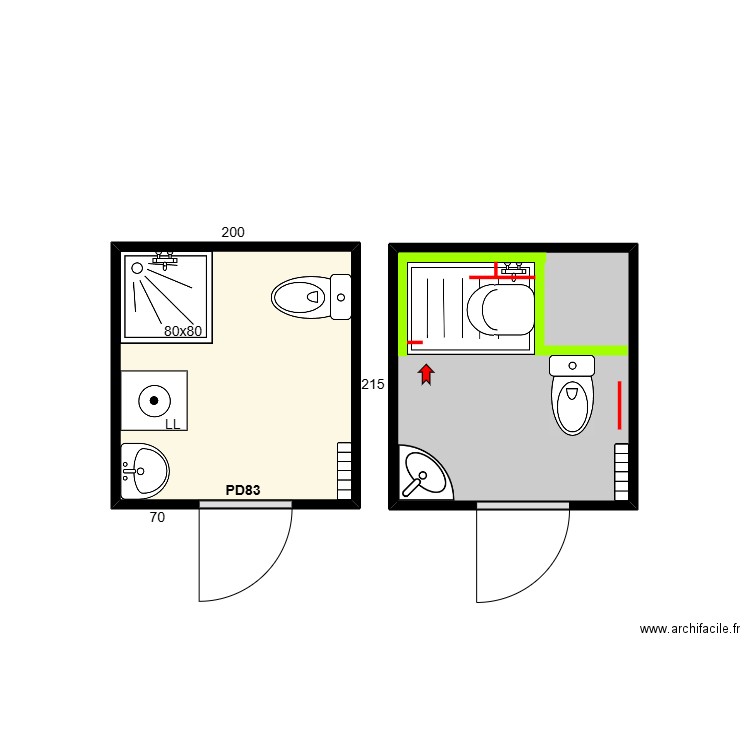 SDB Tarricone Nunzia. Plan de 2 pièces et 9 m2