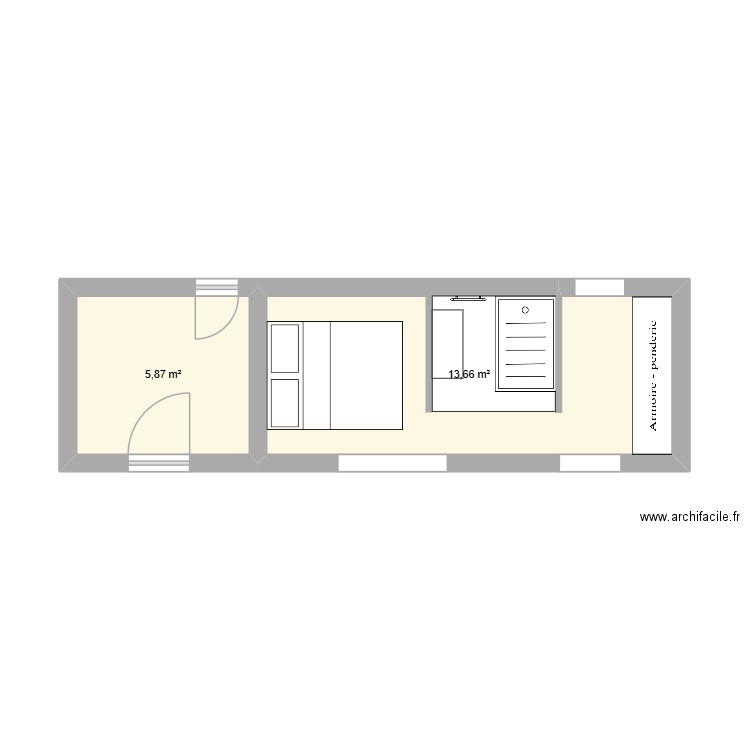Kerroc'h. Plan de 2 pièces et 20 m2