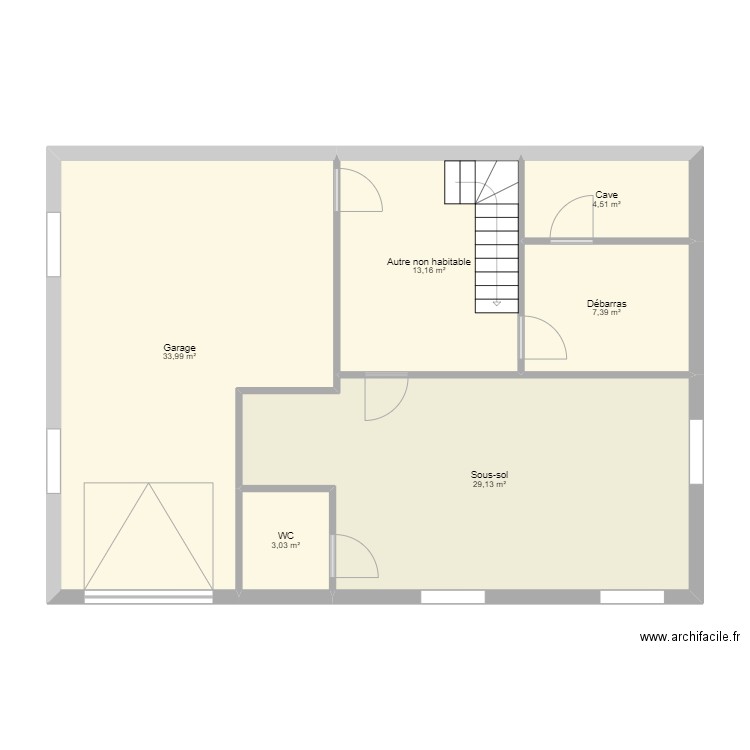 Maison . Plan de 6 pièces et 91 m2