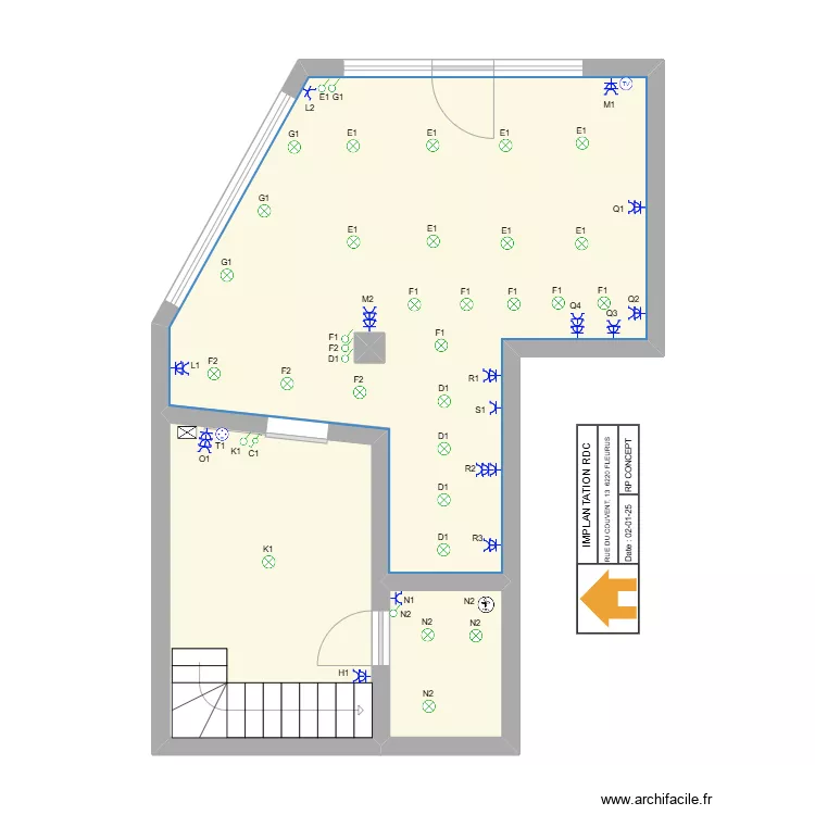 Implantation Fleurus RDC. Plan de 