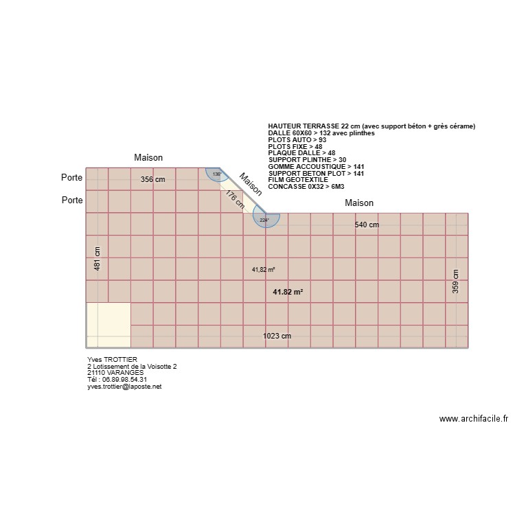 Terrasse Varanges dalles 60X60. Plan de 1 pièce et 42 m2