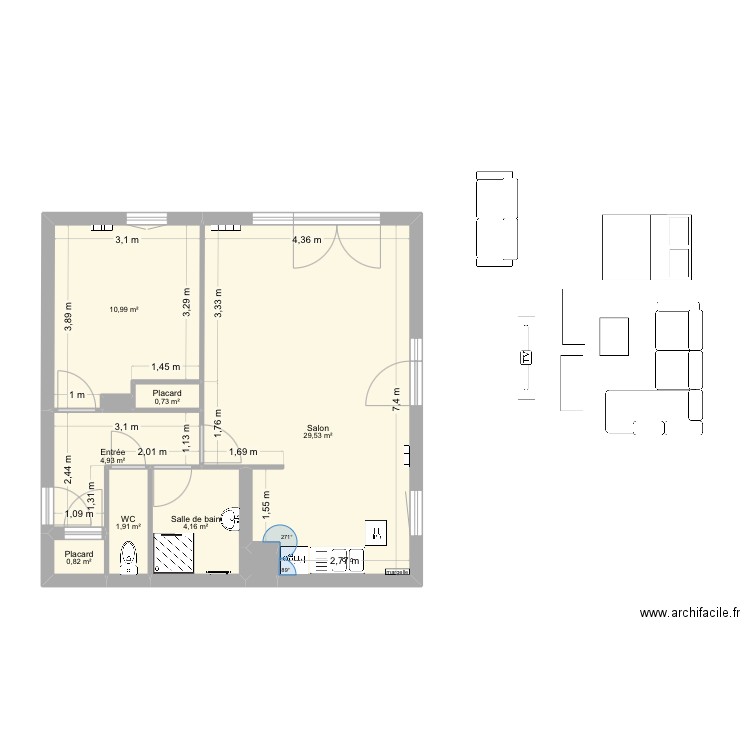 Saran aymeric bis 2. Plan de 9 pièces et 53 m2