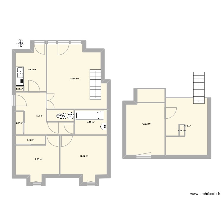 Cleidian 1er. Plan de 13 pièces et 85 m2