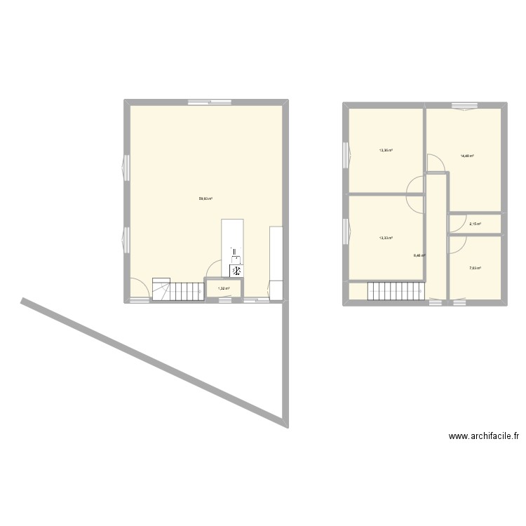 Sangnier init. Plan de 8 pièces et 120 m2