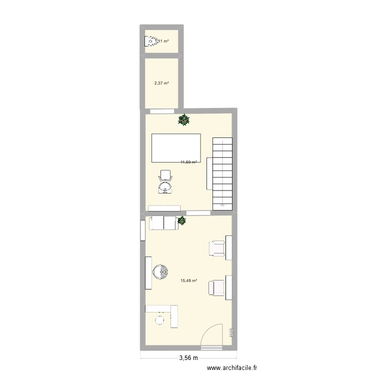 Projet salon Ludivine Maxence. Plan de 4 pièces et 31 m2