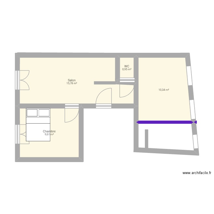 APPART MICA. Plan de 4 pièces et 37 m2