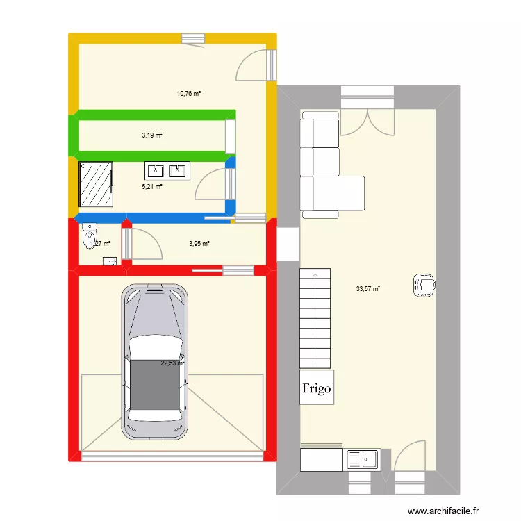 extension maison. Plan de 7 pièces et 80 m²